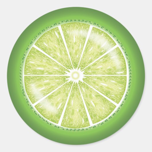 Limoen Citrusfruit Slice Cartoon Illustratie Ronde Sticker (Voorkant)