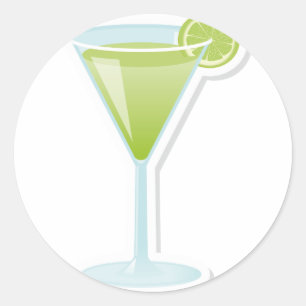 Limoen cocktail ronde sticker