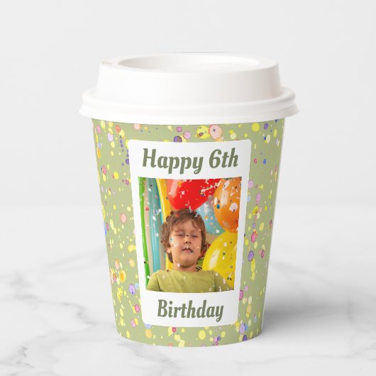  Limoen Cream Green Birthday Confetti Papieren Bekers (Achterkant)