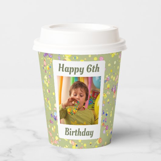 Limoen Cream Green Birthday Confetti Papieren Bekers (Voorkant)