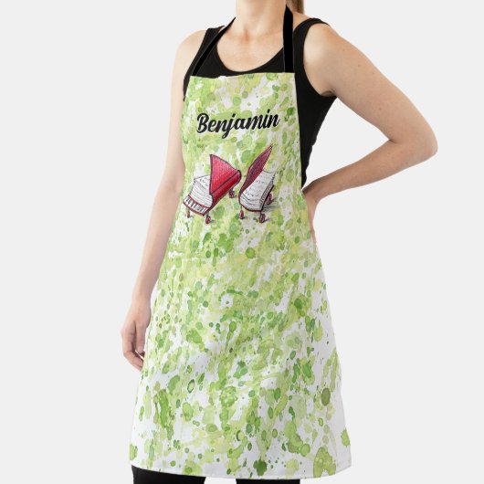 Limoen Cream Splash Piano Book Jouw naam toevoegen Schort (Insitu)