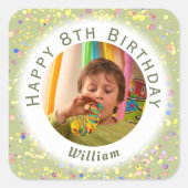 Limoen Cream Verjaardag Foto Waterverf Vierkante Sticker (Voorkant)