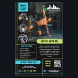 Limoen & Cyaan Speciale Aanbieding Marketing met L Flyer<br><div class="desc">Marketingflyer voor uw kleine bedrijf, zoals een sportschool of voor een personal trainer, met een zwarte achtergrond en heldere limoen en cyaan als accentkleuren. Voeg foto's toe om te laten zien wat u uw klanten en klanten kunt bieden, vier aan één kant en een grote foto aan de achterkant. Voeg...</div>