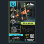 Limoen & Cyaan Speciale Aanbieding Marketing met L Flyer<br><div class="desc">Marketingflyer voor uw kleine bedrijf, zoals een sportschool of voor een personal trainer, met een zwarte achtergrond en heldere limoen en cyaan als accentkleuren. Voeg foto's toe om te laten zien wat u uw klanten en klanten kunt bieden, vier aan één kant en een grote foto aan de achterkant. Voeg...</div>