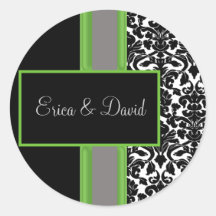 limoen damask Bruiloft Monogram stickers