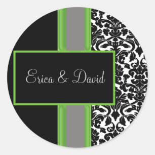 limoen damask Bruiloft Monogram stickers