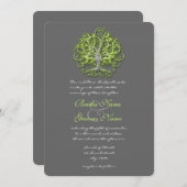 Limoen Damask Love Tree Weddenschap Kaart (Voorkant / Achterkant)