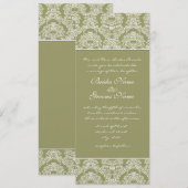 Limoen Damask Swirls Wedding Invitation Kaart (Voorkant / Achterkant)