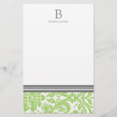 Limoen Damask Wedding Monogram Stationery Briefpapier (Voorkant)
