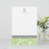 Limoen Damask Wedding Monogram Stationery Briefpapier (Staand voorkant)