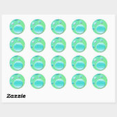 Limoen en Aqua Polka Dot 1,5" ronde Sticker (Vel)