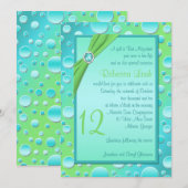 Limoen en Aqua Polka Dot Bat Mitzvah Uitnodiging (Voorkant / Achterkant)
