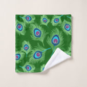 Limoen en Blauwe Peacock Feathers op Emerald Green Bad Handdoek (Wasdoekje)
