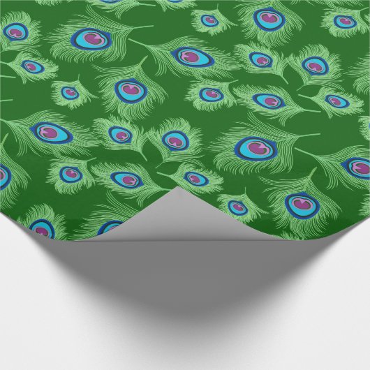 Limoen en Blauwe Peacock Feathers op Emerald Green Cadeaupapier (Hoek)