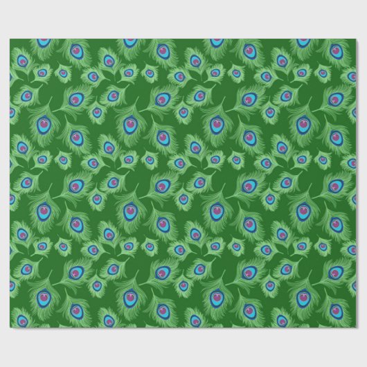 Limoen en Blauwe Peacock Feathers op Emerald Green Cadeaupapier (Vlak)
