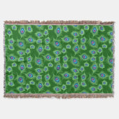 Limoen en Blauwe Peacock Feathers op Emerald Green Deken (Voorkant)