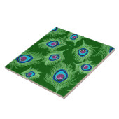 Limoen en Blauwe Peacock Feathers op Emerald Green Tegeltje (Zijkant)