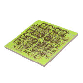 Limoen en bruin Patroon Retro Tegels Tegeltje (Zijkant)