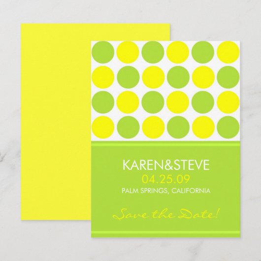 Limoen en Geel Bewaar de datums Aankondigingskaart (Voorkant / Achterkant)
