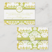 Limoen en Gele Damask Floral Limoen Trim Informatiekaartje (Voorkant / Achterkant)
