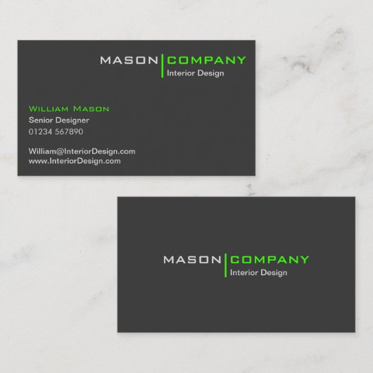 Limoen- en grijs minimalistisch bedrijfsVisitekaar Visitekaartje (Voorkant / Achterkant)