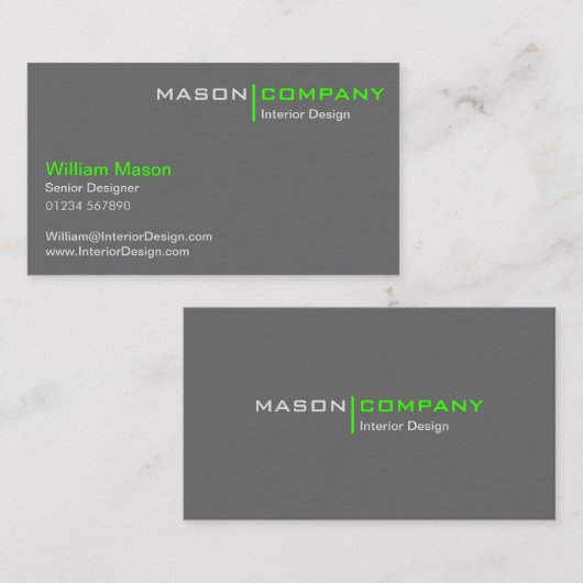 Limoen- en grijs minimalistisch bedrijfsVisitekaar Visitekaartje (Voorkant / Achterkant)