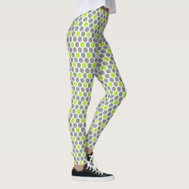 Limoen en Grijs Zeshoekpatroon Leggings