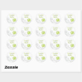 Limoen- en grijze Damask Envelope-zegel Ronde Sticker (Vel)