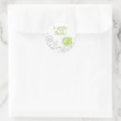 Limoen- en grijze Damask Envelope-zegel Ronde Sticker (Tas)