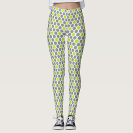 Limoen- en grijze hexagon patroon leggings