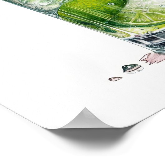 Limoen en Ice Cocktail Art Poster (Hoek)