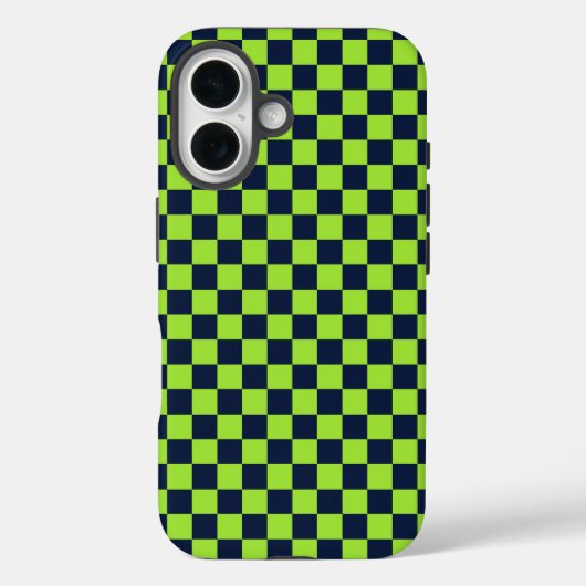 Limoen en marineblauw schaakbordpatroon Case-Mate iPhone case (Achterkant)