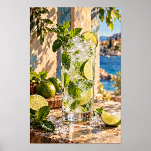 Limoen en Munt Zomerkoeler – Kust Cocktail Muur Poster