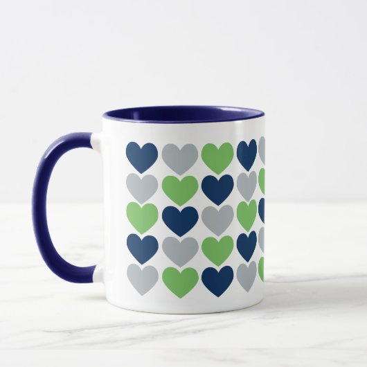 Limoen en Navy Blue Hearts Coffee Mok (Links)