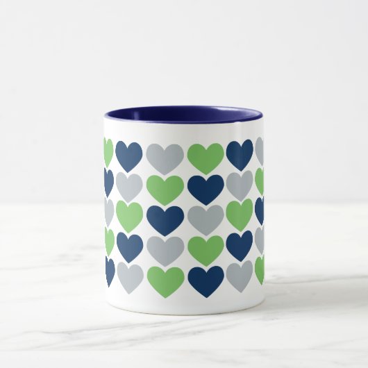 Limoen en Navy Blue Hearts Coffee Mok (Midden)
