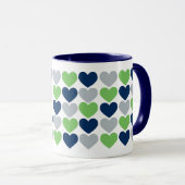 Limoen en Navy Blue Hearts Coffee Mok (Voorkant rechts)