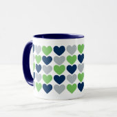 Limoen en Navy Blue Hearts Coffee Mok (Voorkant links)