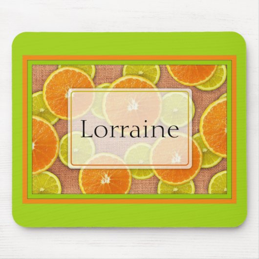 Limoen- en Oranje fruitslices Mousepad Muismat (Voorkant)