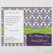 Limoen- en Paars-Damask Wedding-programma (Voorkant)