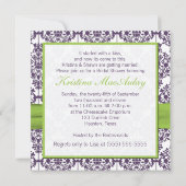 Limoen en Paarse Damask Bridal Shower Invitation Kaart (Achterkant)