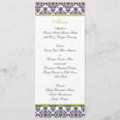 Limoen en Paarse Damask Bruiloft Menu Kaart (Achterkant)