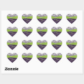 Limoen en Paarse Damask Heart Shape Sticker (Vel)