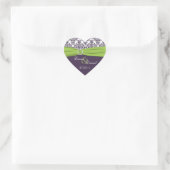 Limoen en Paarse Damask Heart Shape Sticker (Tas)