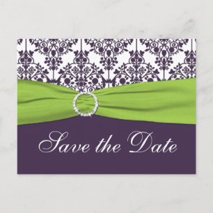Limoen en Paarse Damask Save the Date Briefkaart