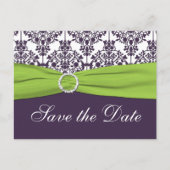 Limoen en Paarse Damask Save the Date Briefkaart (Voorkant)