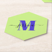 Limoen en Paarse Gepersonaliseerde Monogram Onderz Kartonnen Onderzetters (Schuin)