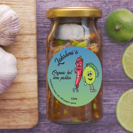 Limoen en Pepper Pals Grappige Cartoon Limoen augu Ronde Sticker