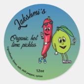 Limoen en Pepper Pals Grappige Cartoon Limoen augu Ronde Sticker (Voorkant)