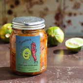 Limoen en Pepper Pals Grappige Cartoon Limoen augu Voedselcontainer Etiket