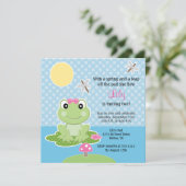 Limoen en Pink Bow Frog verjaardagsuitnodigingen Kaart (Staand voorkant)